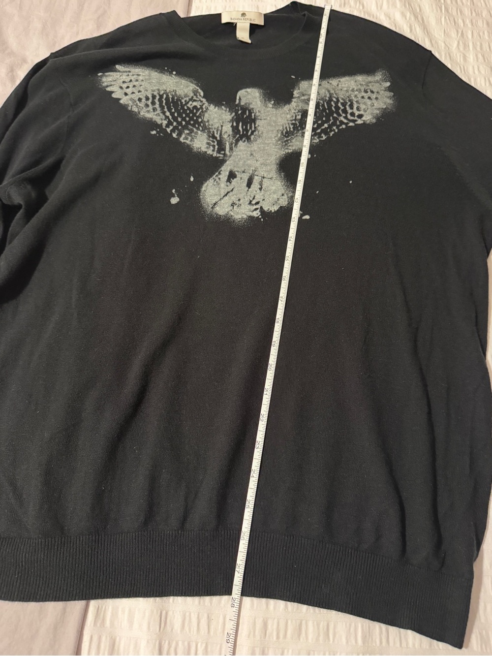 Vintage Early Aughts Banana Republic Graphic Sweater with Dove/Black See Thru - Picture 9 of 14
